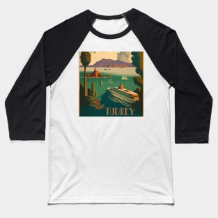 Turkey Coastline Vintage Travel Art Poster Baseball T-Shirt